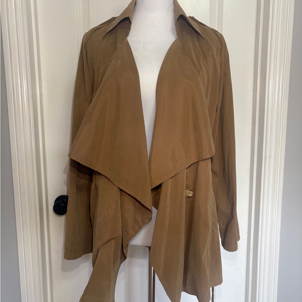 Elegant Tan Women's Drape Jacket